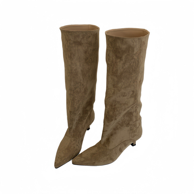 Grace – Bottes Hautes à Talons Bas et Pointe Aigüe