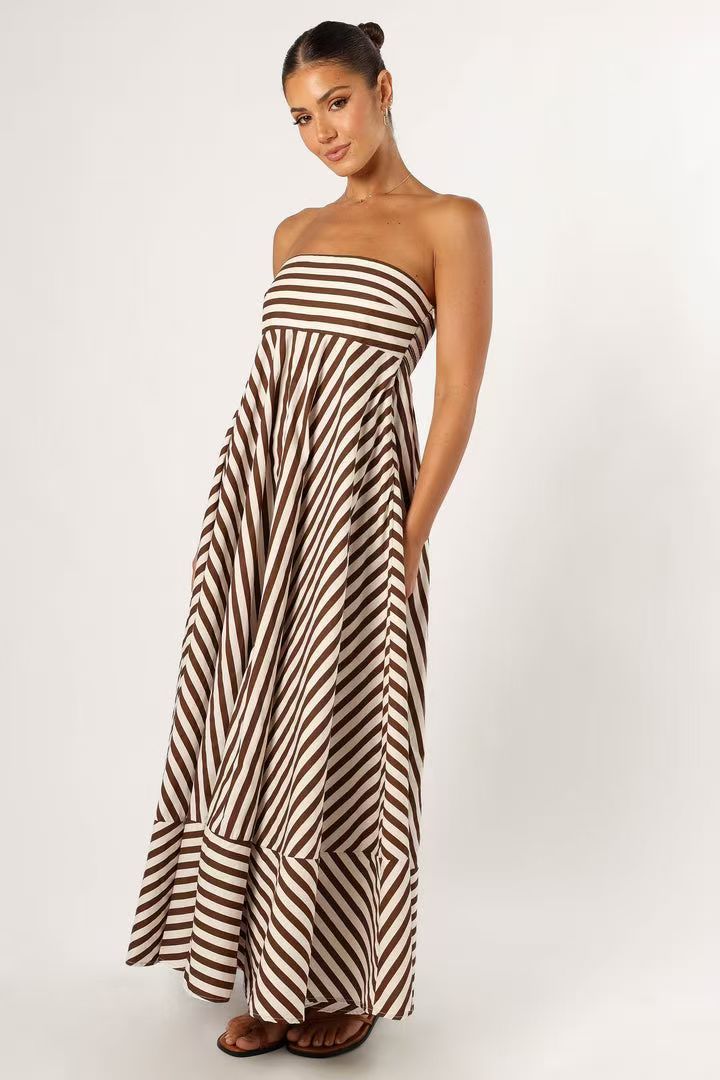 Sandra – Robe Longue Imprimée Dos Nu à Grande Jupe Taille Haute