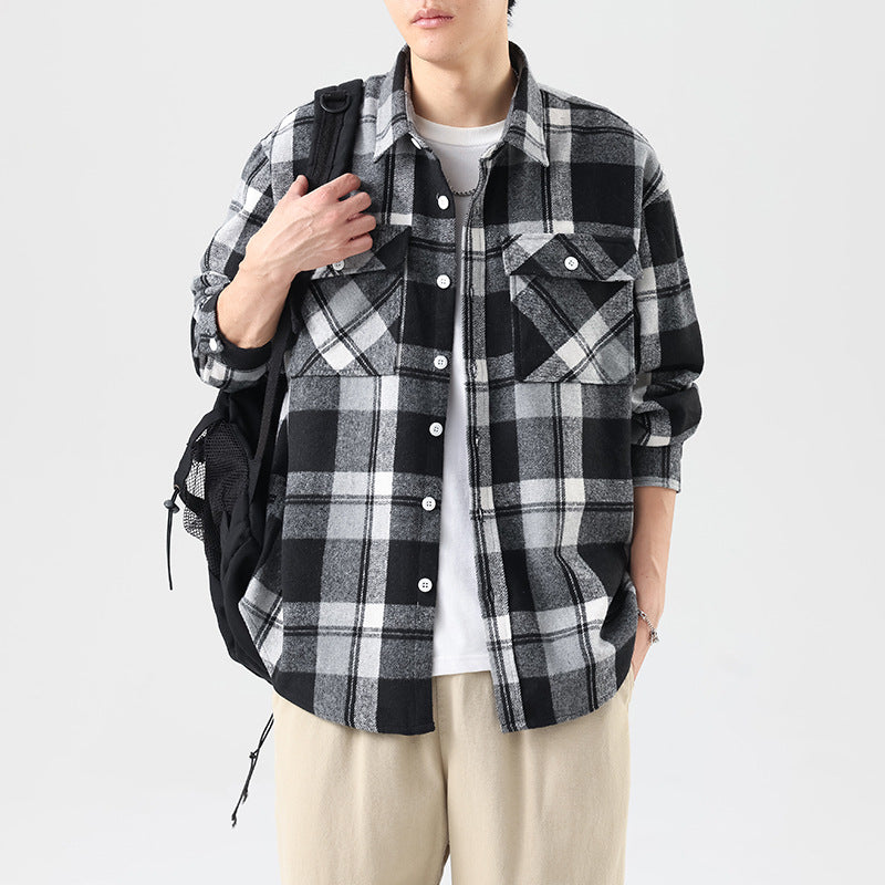 Frank – Chemise à Carreaux Brossée à Manches Longues