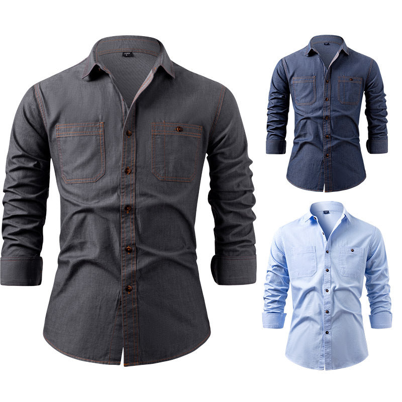 Perry – Chemise en Denim Rétro Américain Coton