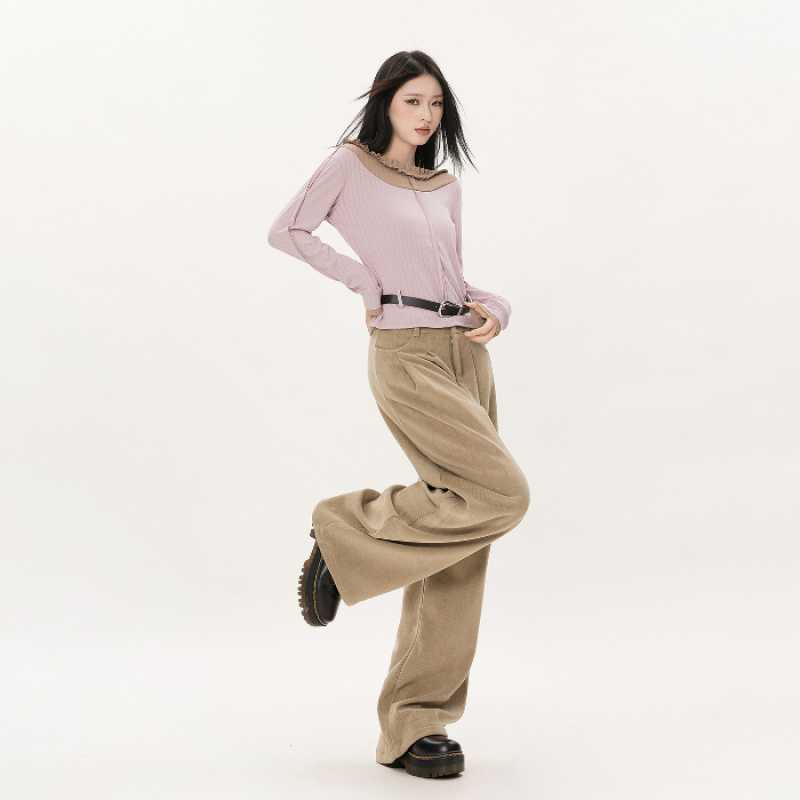 Anne – Pantalon Large en Velours Côtelé