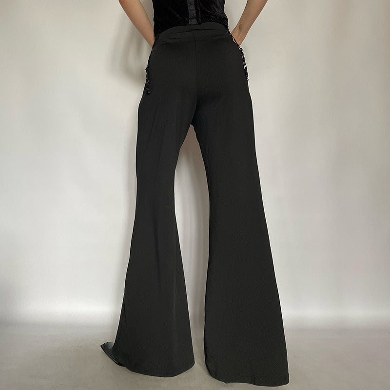 Anna – Pantalon Évasé à Taille Basse avec Dentelle