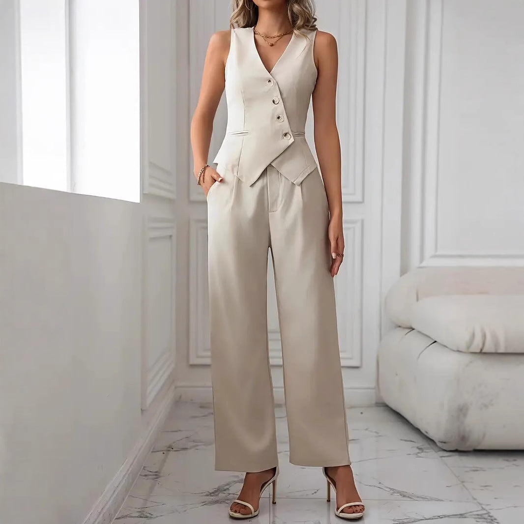 Sue – Ensemble de Pantalon et Gilet Décontracté pour Femme