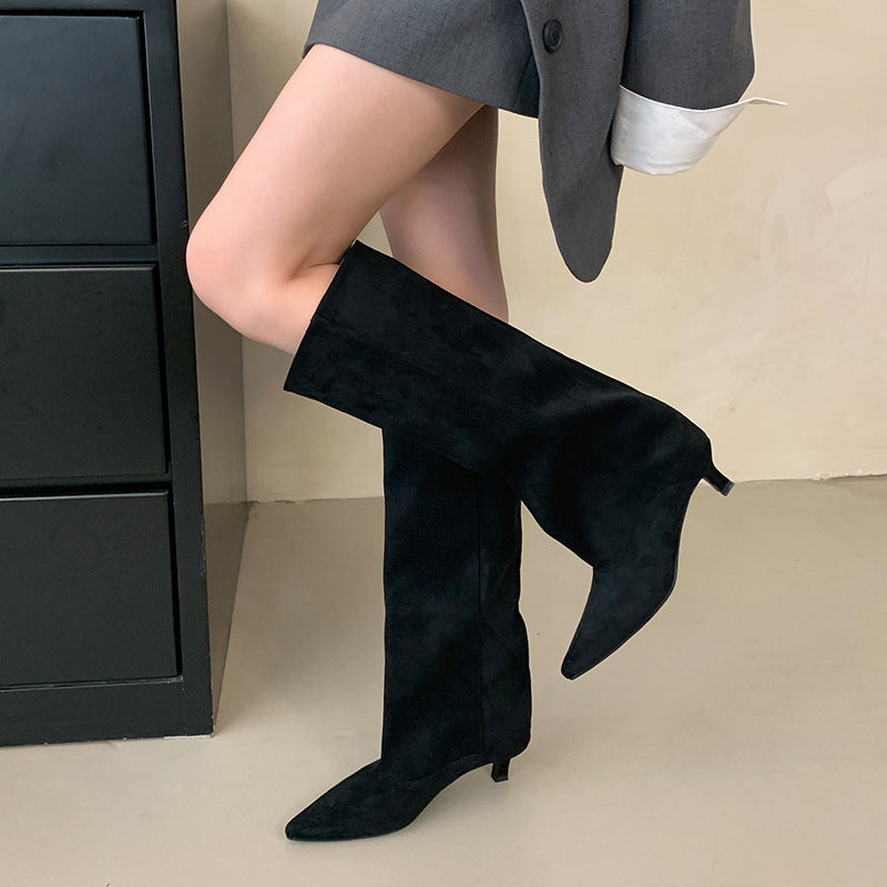 Grace – Bottes Hautes à Talons Bas et Pointe Aigüe