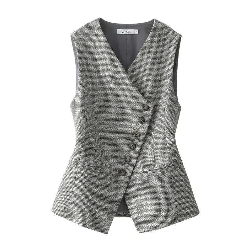 Zoe – Gilet rétro haut de gamme à motif noir et blanc pour femmes