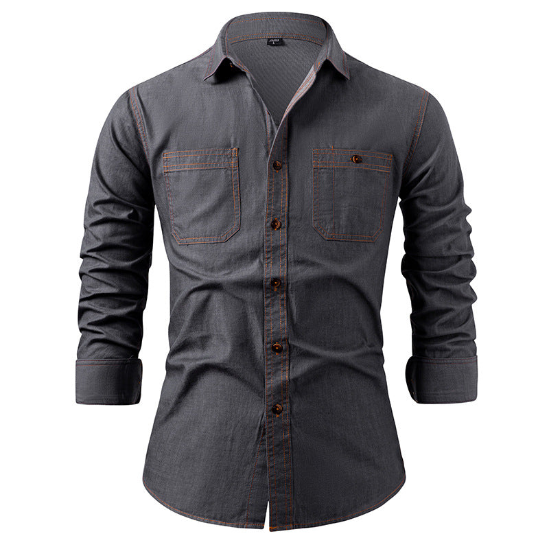 Perry – Chemise en Denim Rétro Américain Coton