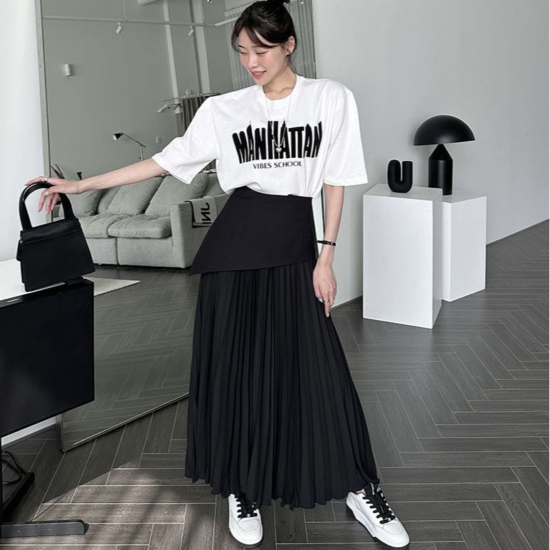 Tracy – Robe Taille Haute Contrastée Plissée