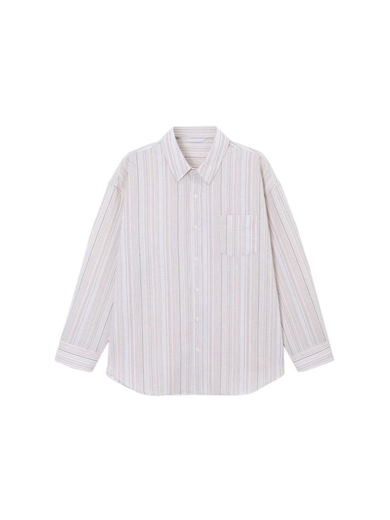 Gabriel – Chemise à Texture Automne Précoce à Rayures