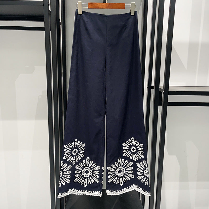 Carol – Ensemble Pantalon Large Style Ethnique à Motif Tournesol