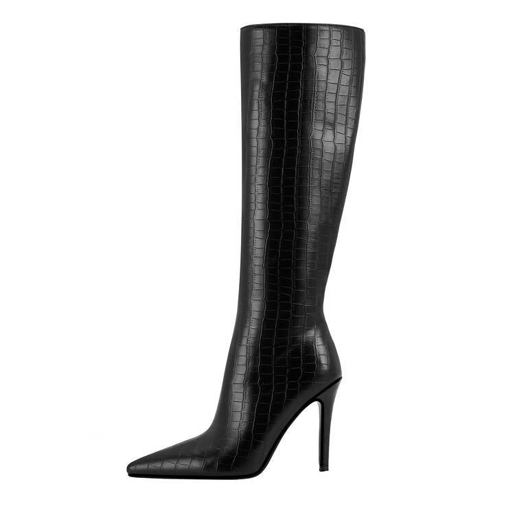 Barbara – Bottes à talons aiguilles à bout pointu et fermeture éclair