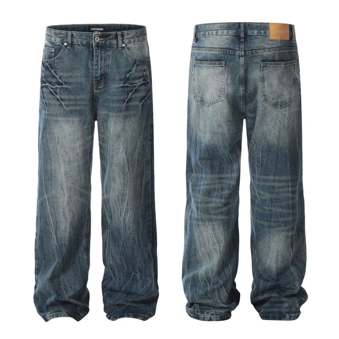 Jake – Jeans Droits Bleus Éclair Rétro Américain