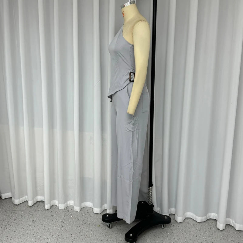 Susan – Ensemble Deux Pièces à Col Diagonal Sans Manches