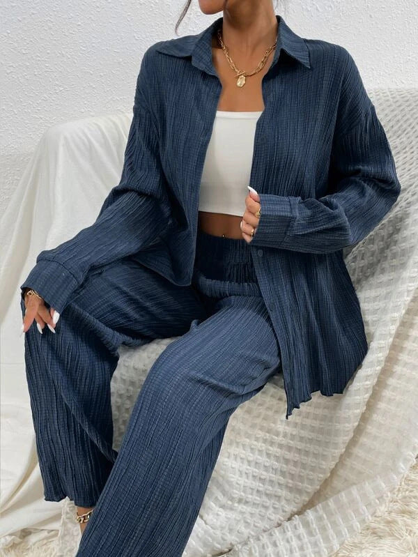 Jessica – Cardigan Loose à Col Chemise, Manches Longues
