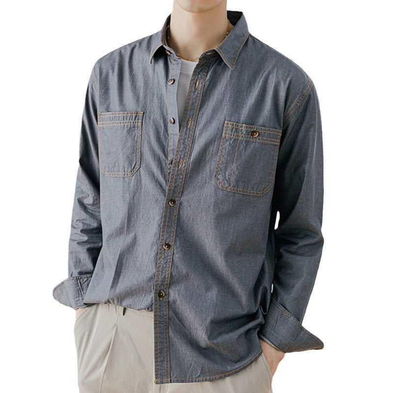 Perry – Chemise en Denim Rétro Américain Coton
