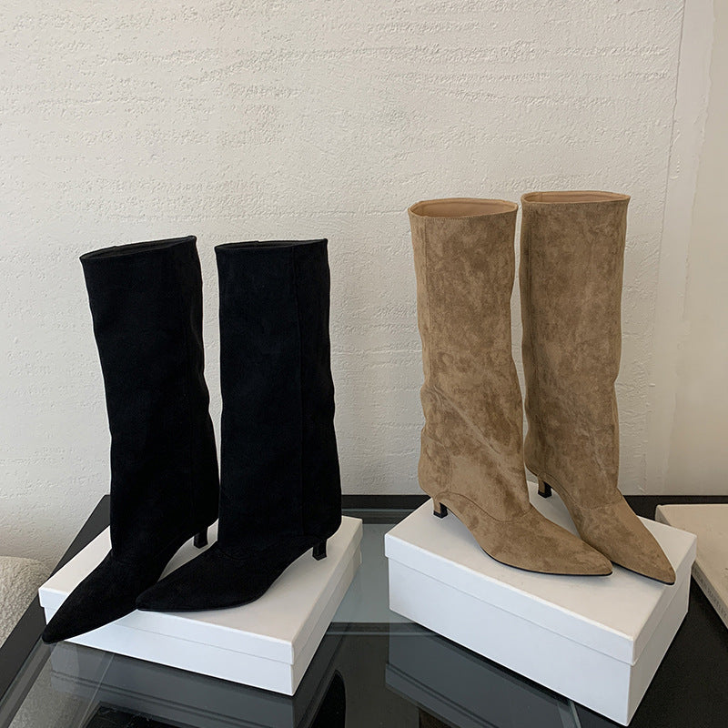 Grace – Bottes Hautes à Talons Bas et Pointe Aigüe