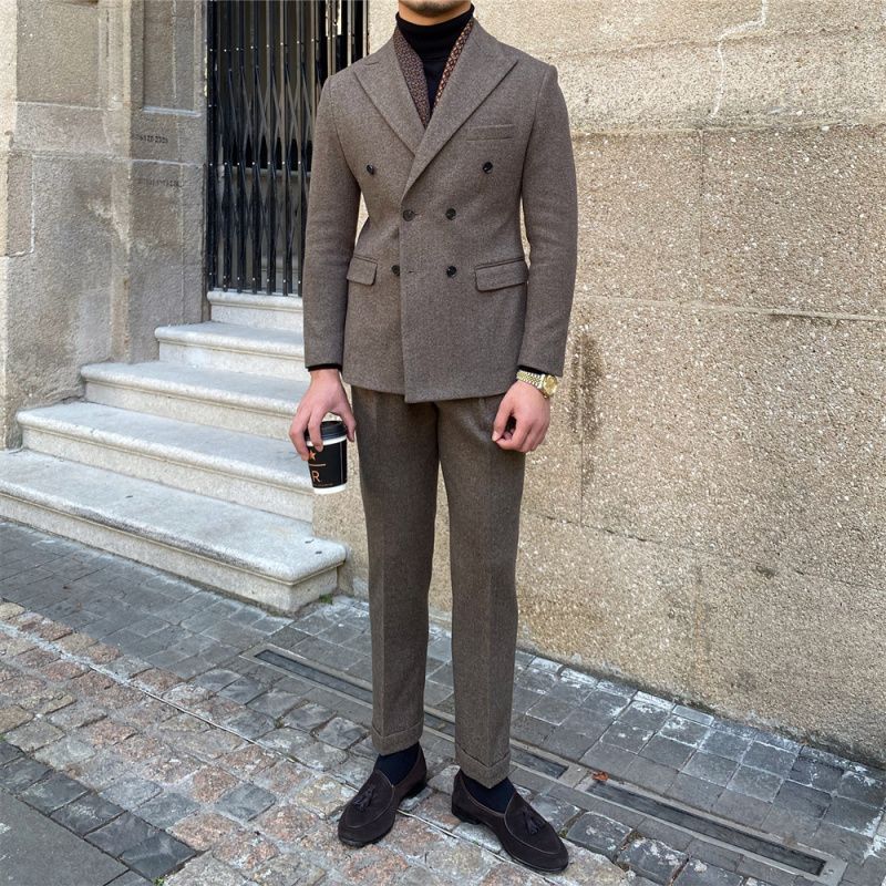 Rick – Costume Ajusté à Double Boutonnage en Pied-de-Poule