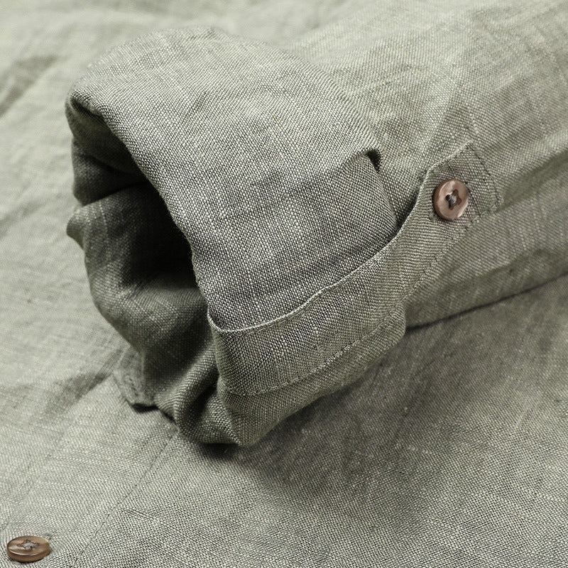 Kris – Manteau Cardigan en Lin Pur Printemps et Été pour Hommes