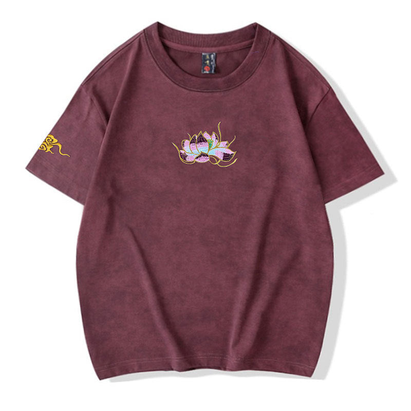 Katy – T-shirt à manches courtes broderie lotus