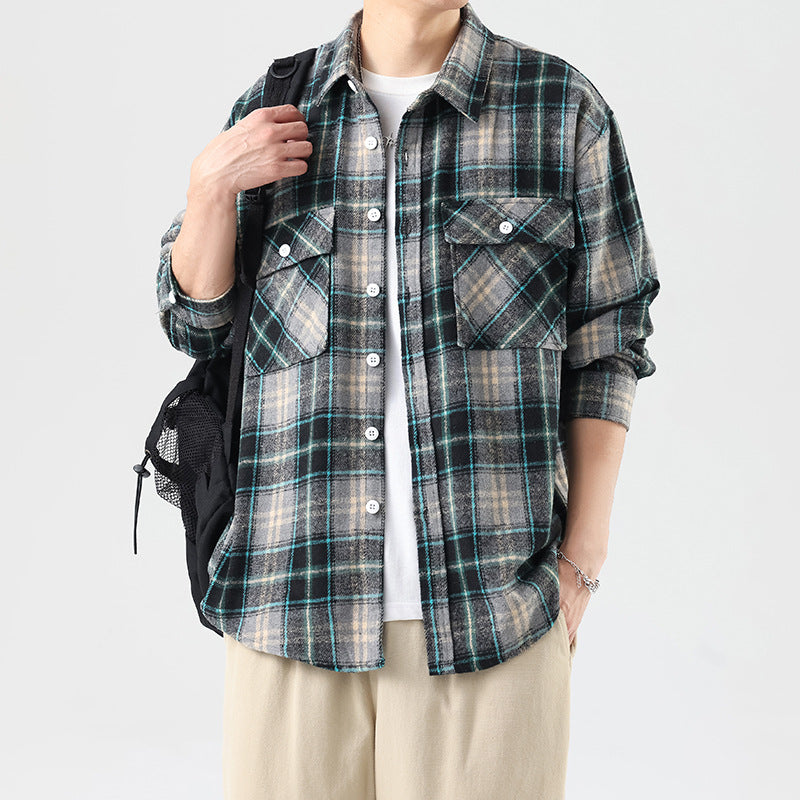 Frank – Chemise à Carreaux Brossée à Manches Longues