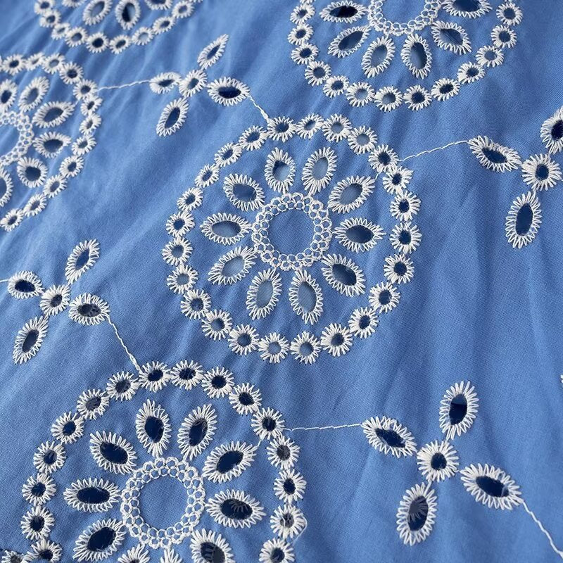 Rachael – Robe Midi en Coton avec Broderie