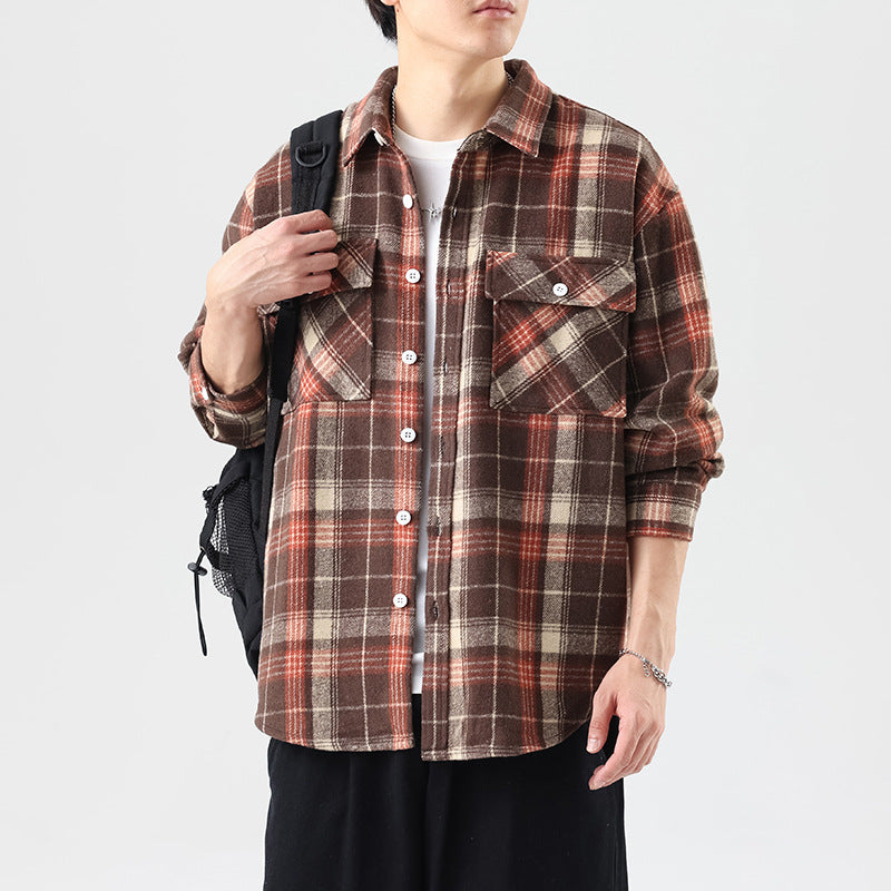 Frank – Chemise à Carreaux Brossée à Manches Longues