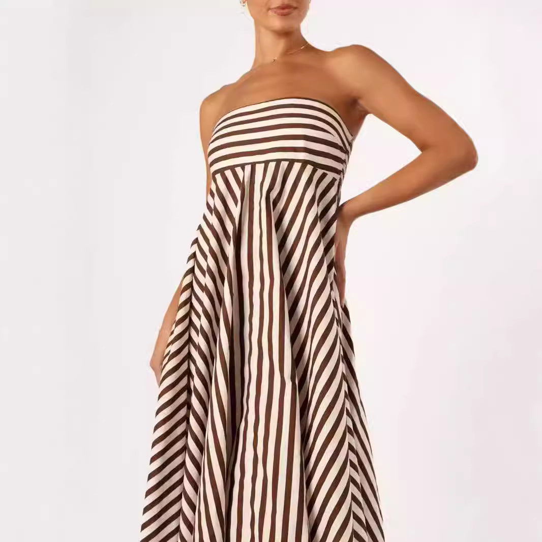 Sandra – Robe Longue Imprimée Dos Nu à Grande Jupe Taille Haute