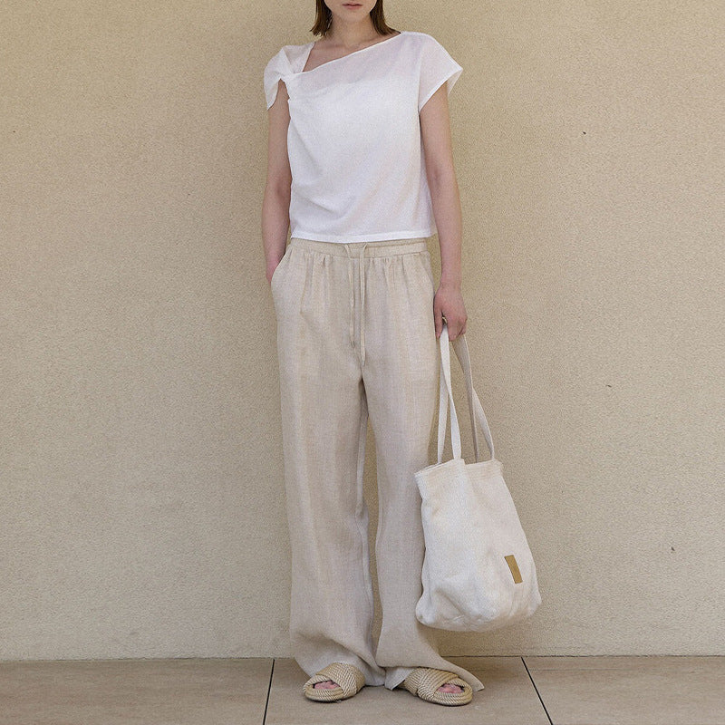 Kathryn – Pantalon Long Droit avec Poches Doubles Côté pour Femme