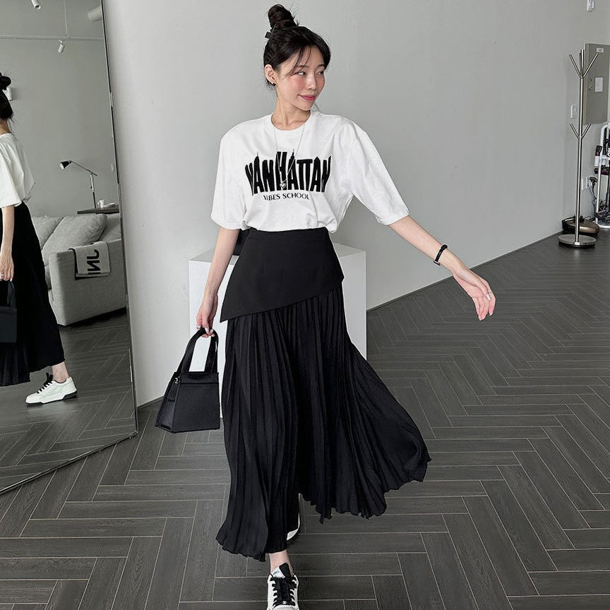 Tracy – Robe Taille Haute Contrastée Plissée