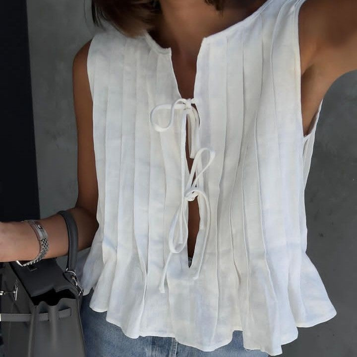 Louise – Chemise Femme en Coton et Lin avec Lacets