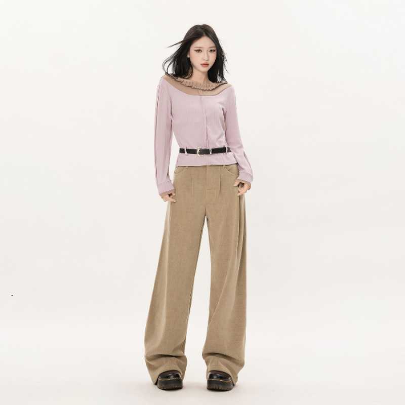 Anne – Pantalon Large en Velours Côtelé