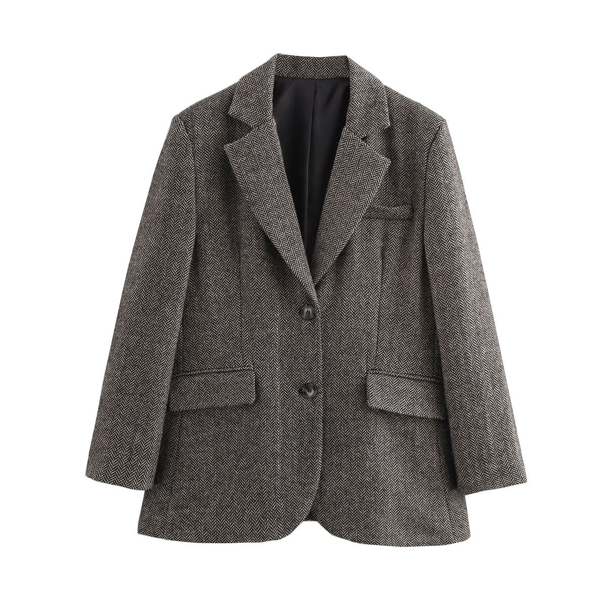 Allan – Veste de costume minimaliste à motif chevron pour l'automne et l'hiver