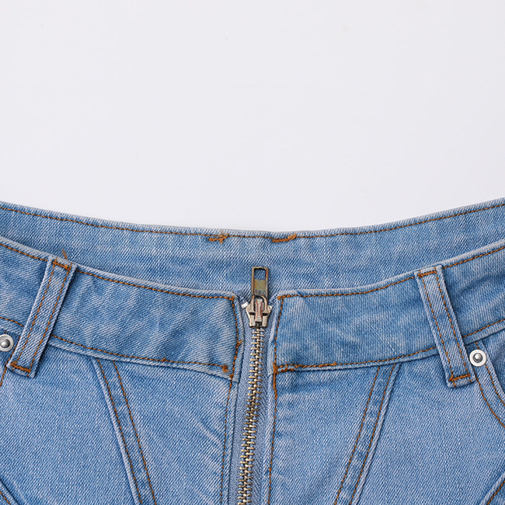 Anne – Jupe en Denim avec Volants en Relief