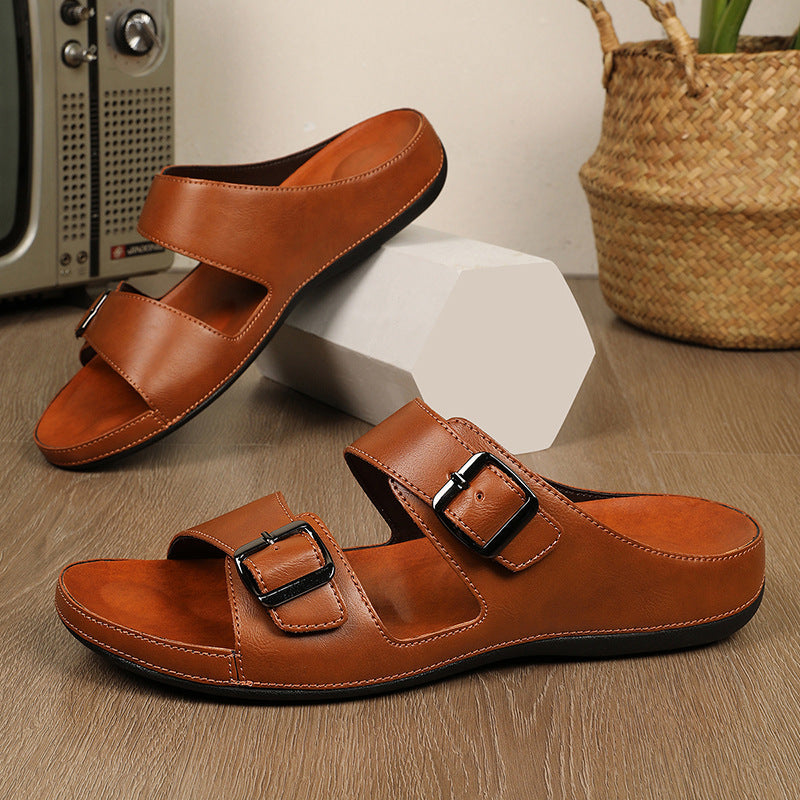 Winston – Tongs de Plage Décontractées en Cuir Vegan pour Homme