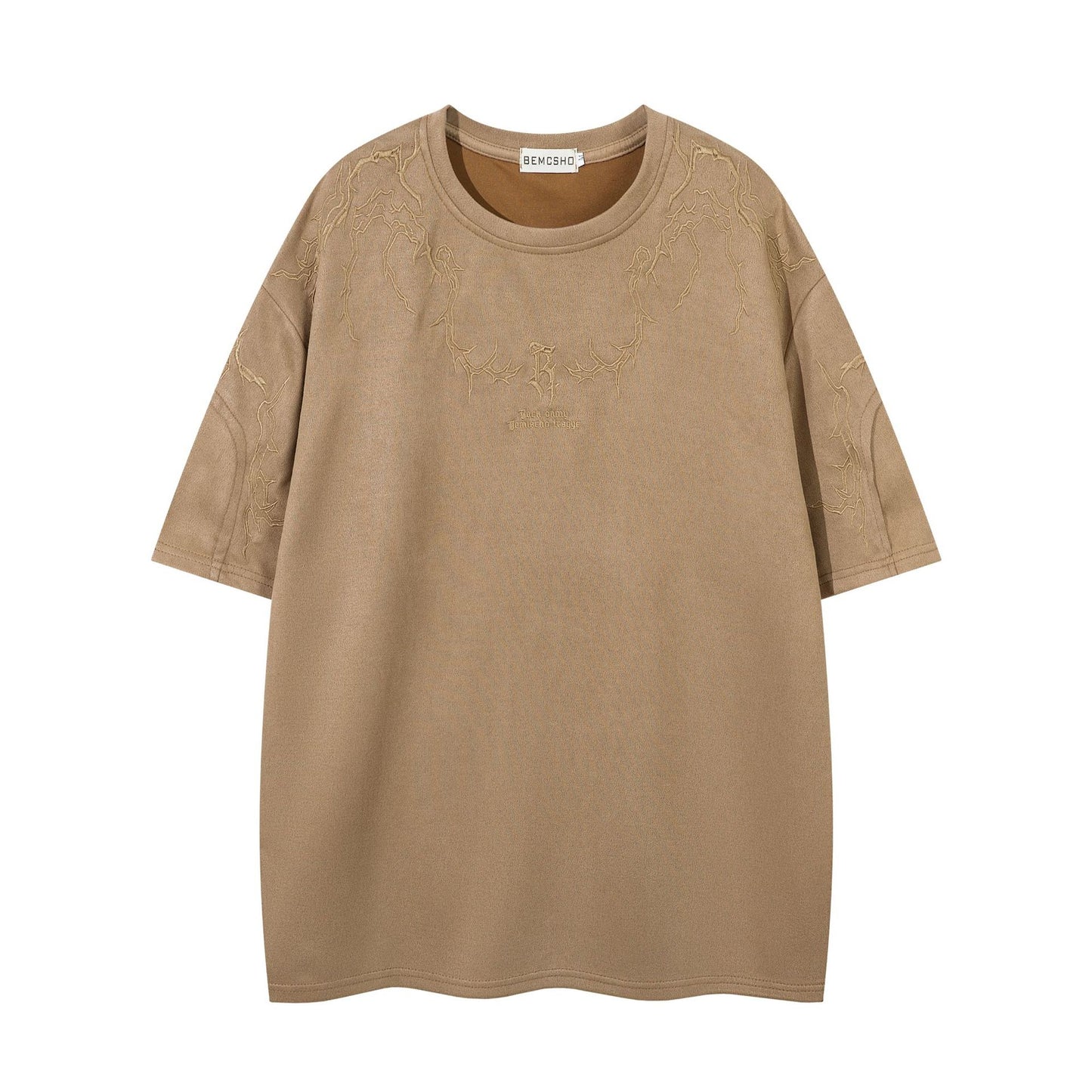 Charles – T-shirt en Daim Vegan avec Broderie Épine