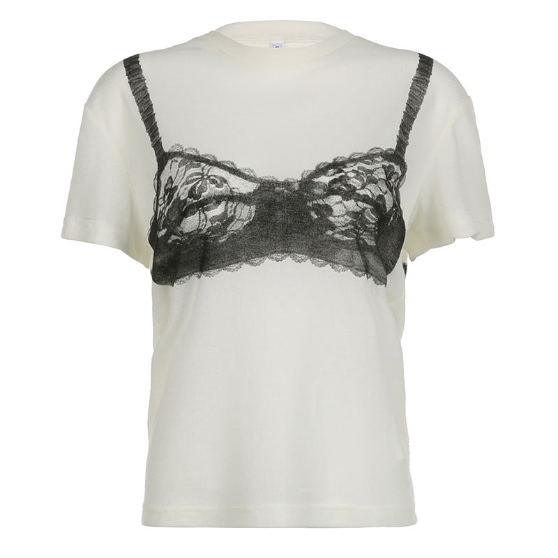 Charlotte – Corset en Dentelle Transparente à Manches Courtes