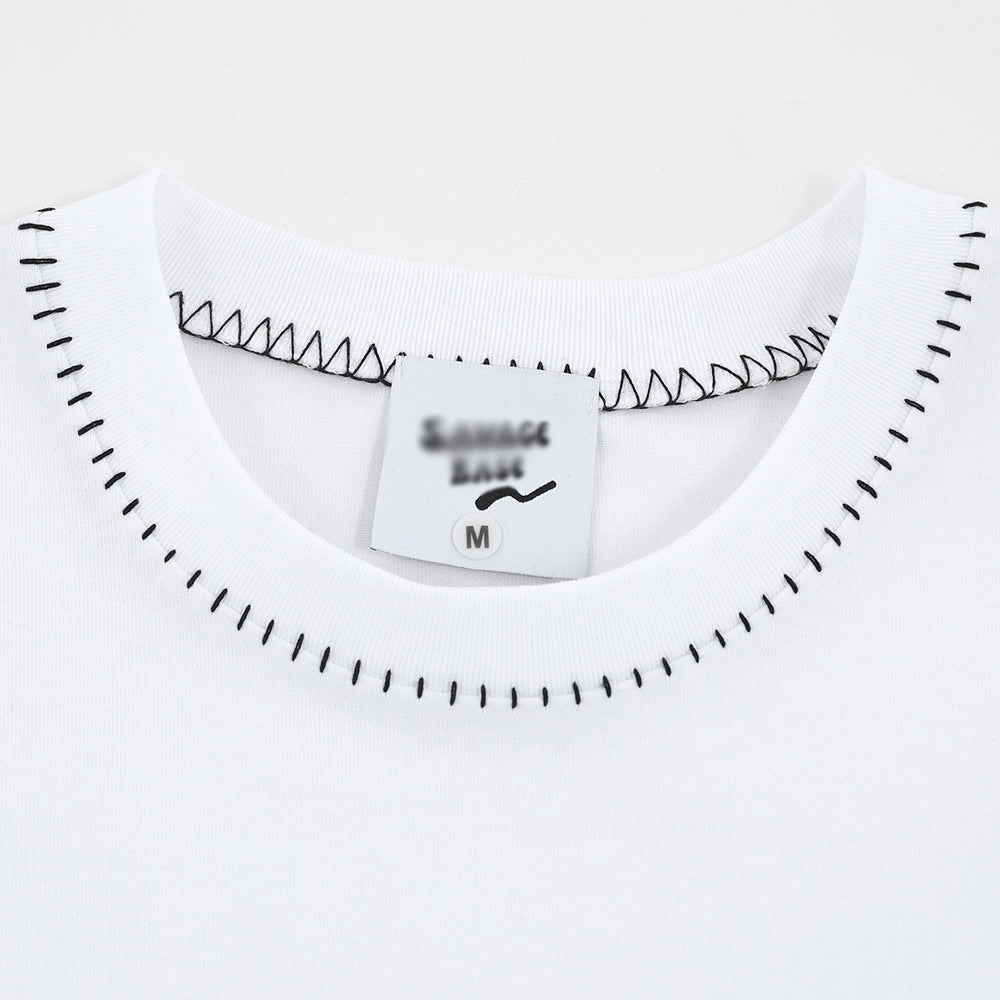 Tracy – T-shirt à Manches Courtes avec Col Rond et Couture Ouverte