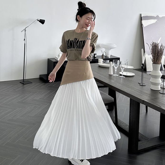 Tracy – Robe Taille Haute Contrastée Plissée