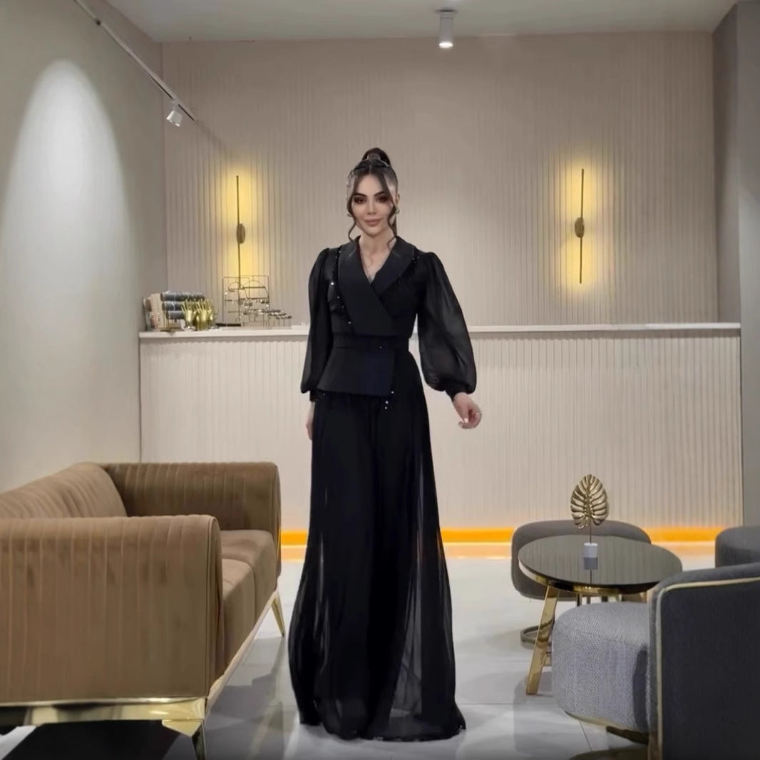 Laura – Robe Costume Plissée à Franges en Mesh