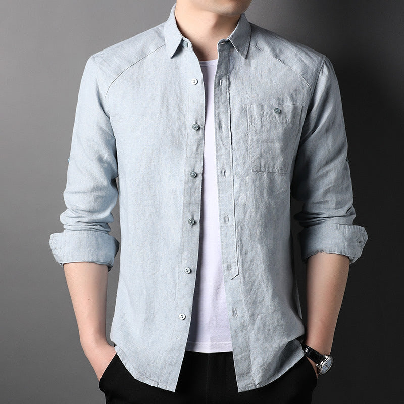 Kris – Manteau Cardigan en Lin Pur Printemps et Été pour Hommes