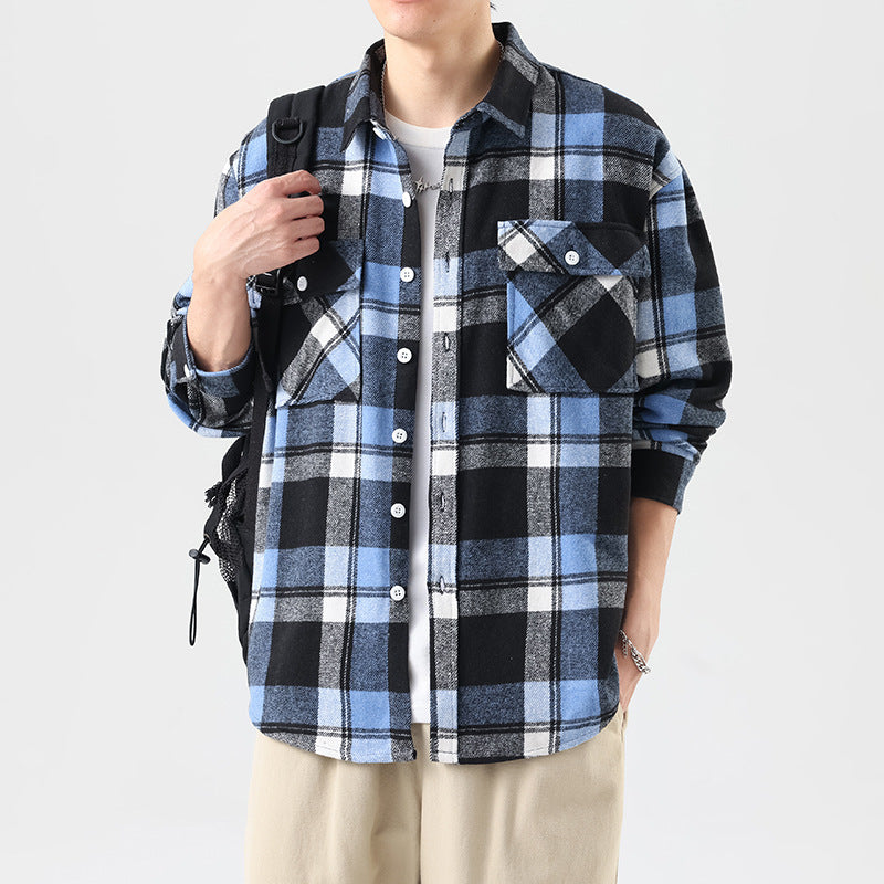 Frank – Chemise à Carreaux Brossée à Manches Longues