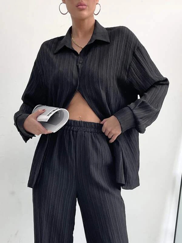 Jessica – Cardigan Loose à Col Chemise, Manches Longues