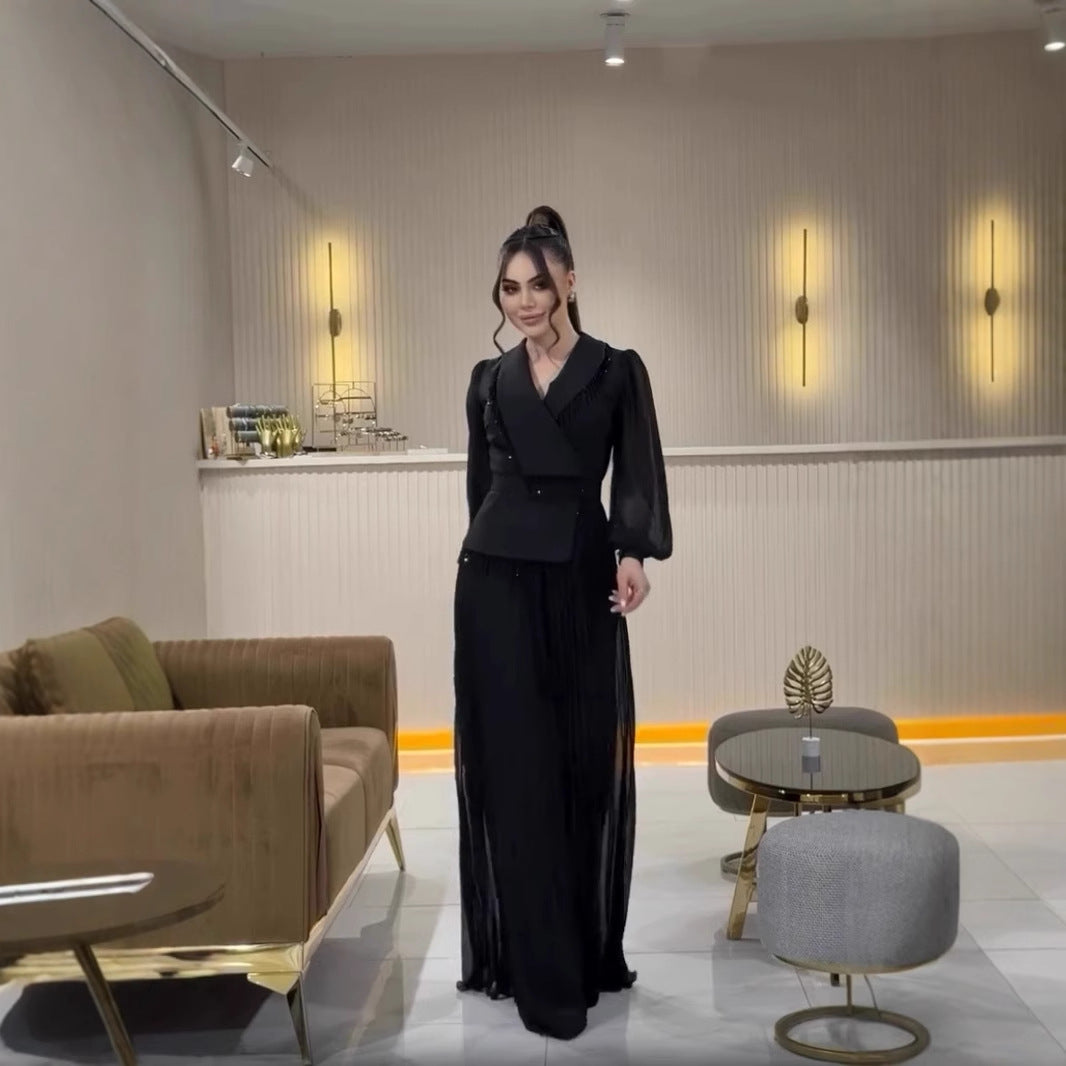 Laura – Robe Costume Plissée à Franges en Mesh