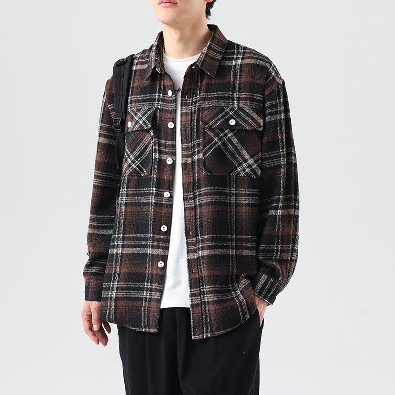 Frank – Chemise à Carreaux Brossée à Manches Longues
