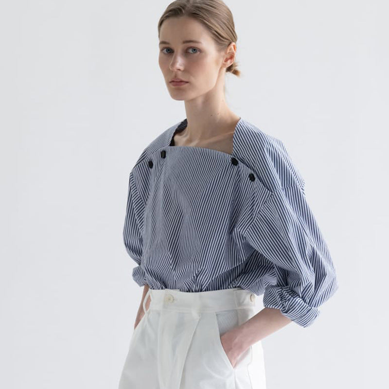 Dan – Chemise Rayée à Épaules Tombantes
