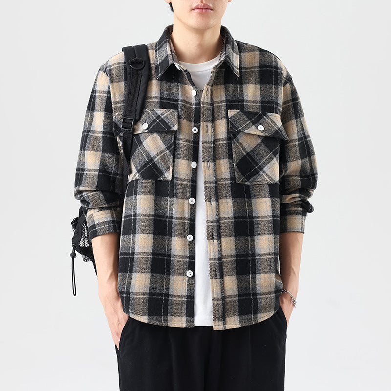 Frank – Chemise à Carreaux Brossée à Manches Longues