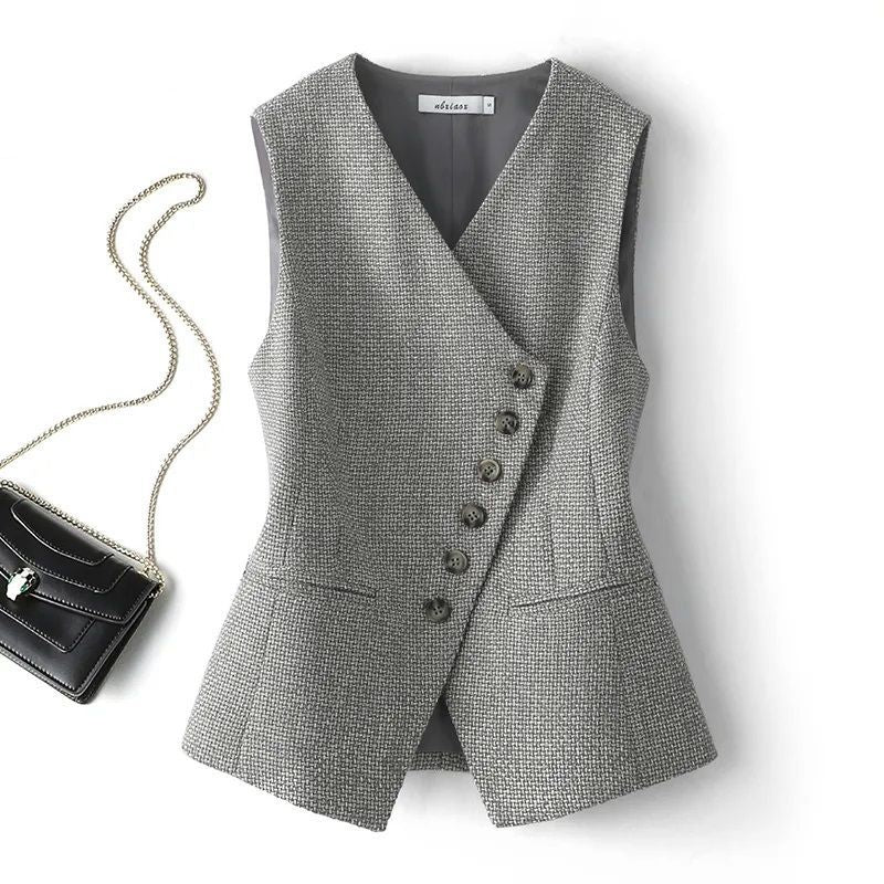 Zoe – Gilet rétro haut de gamme à motif noir et blanc pour femmes