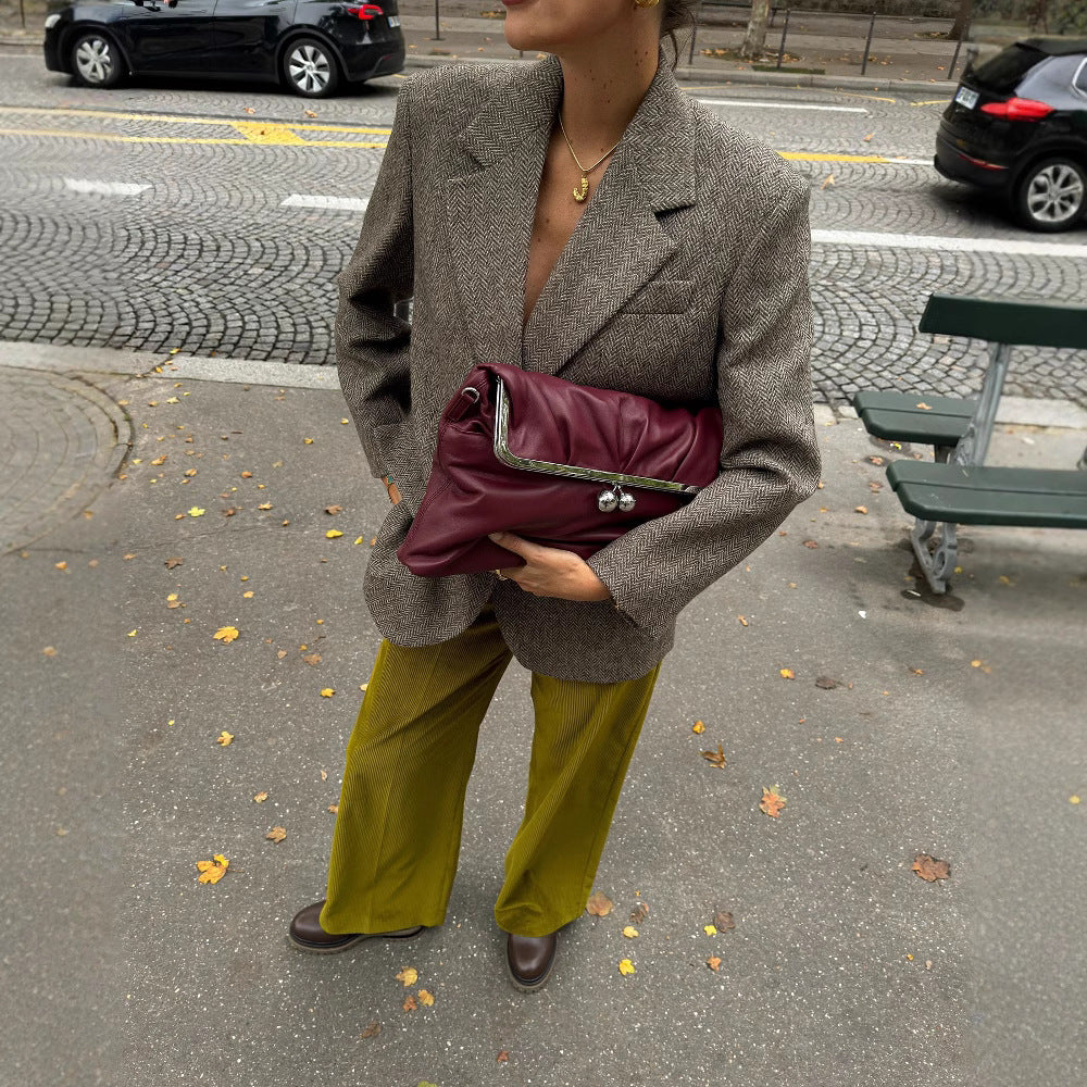 Allan – Veste de costume minimaliste à motif chevron pour l'automne et l'hiver