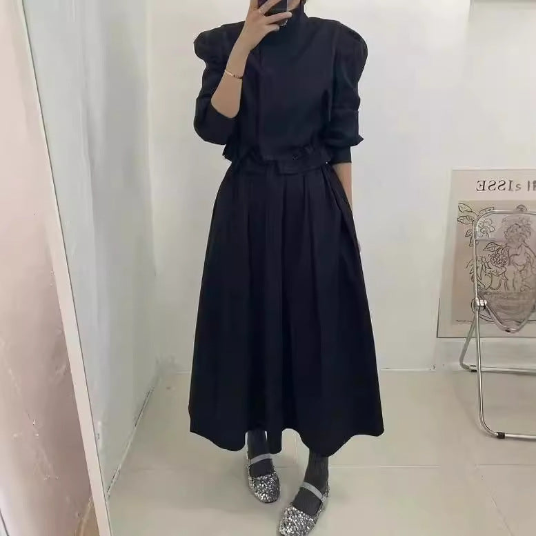 Michelle – Ensemble Manteau Court et Jupe en Couleur Unie