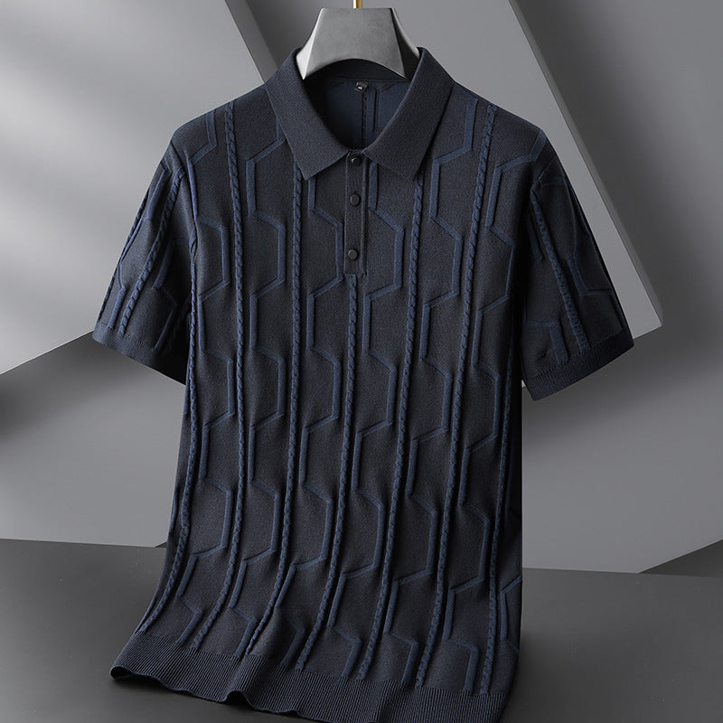 Fred – Pull à Manches Courtes Jacquard Grande Taille