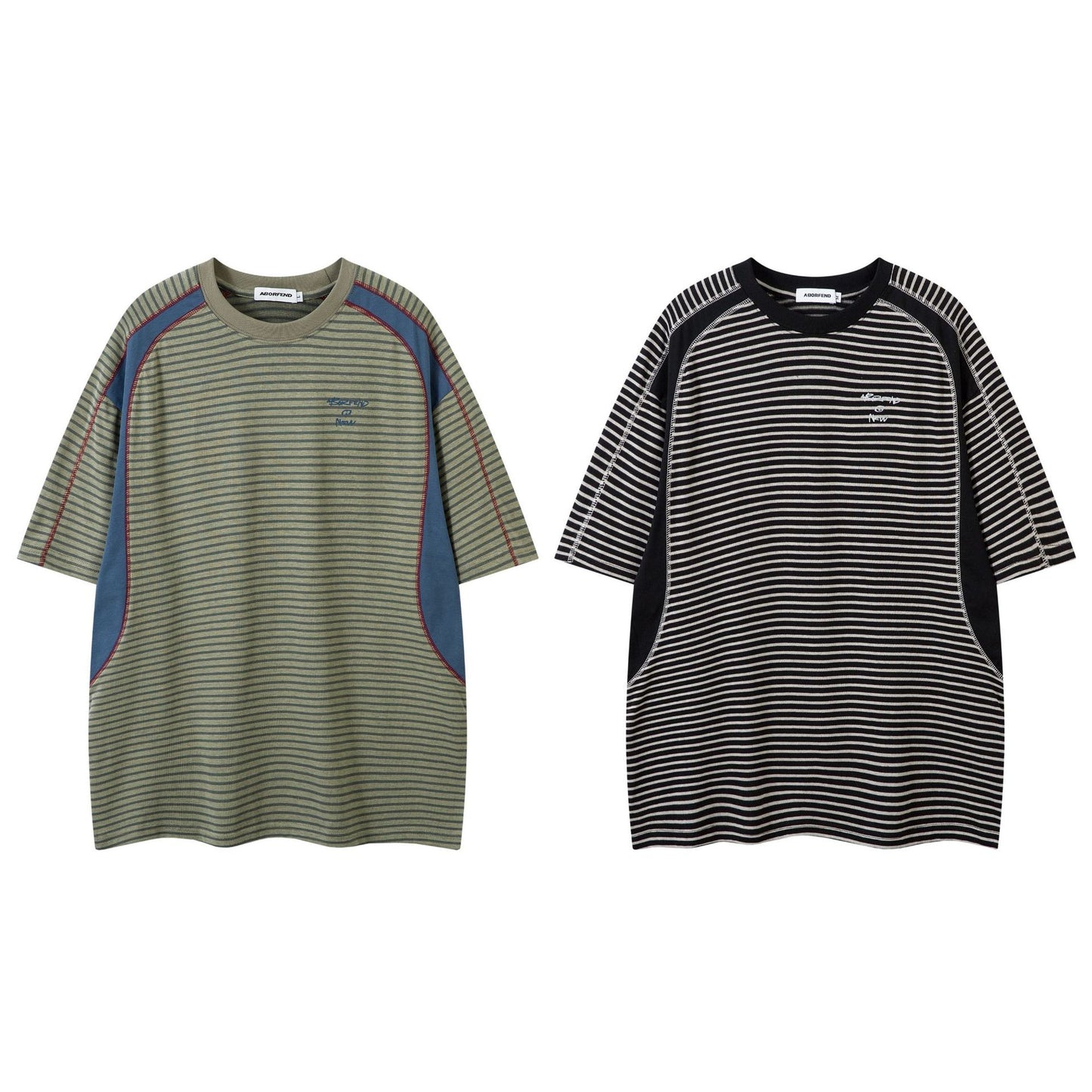Alex – T-shirt Rayé Simple et Ample à Manches Courtes